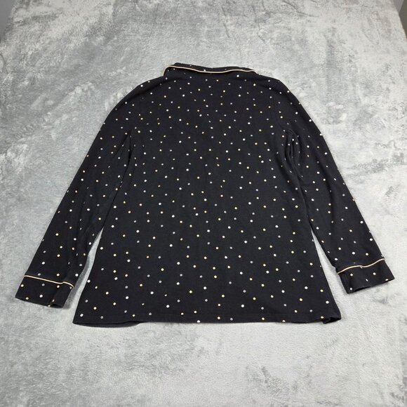 Soma Pajamas Black Gold Dot Long Sleeve Button Up M Top L Pants 2pc Set - Picture 4 of 13